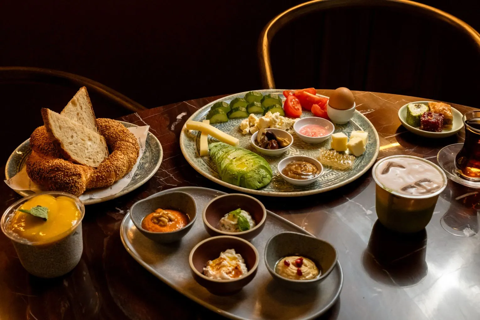 A Turkish-inspired breakfast spread at Süreyya Kahve, photographed for The Weekend Edition